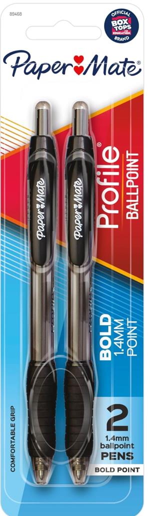 PEN BP PROFILE  BOLD BLK 2PK 89468