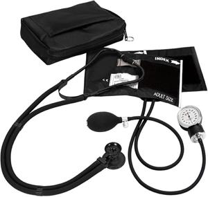 STETHOSCOPE & BLOOD PRESSURE CUFF WITH CASE BLACK