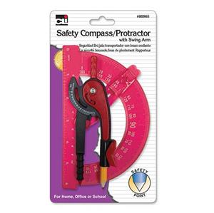 COMPASS/PROTRACTOR SET W/ SWING ARM asst colors