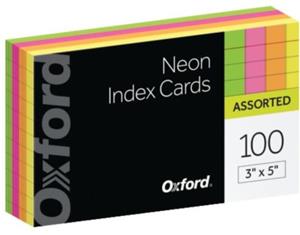 INDEX CARDS NEON RULED