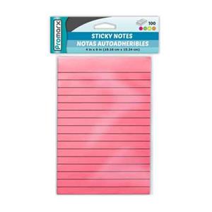 STICKY NOTE 4X6 NEON RULED
