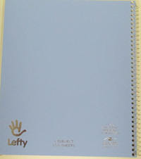Notebook Lefty 1 Subj 100 Sht Assorted Colors