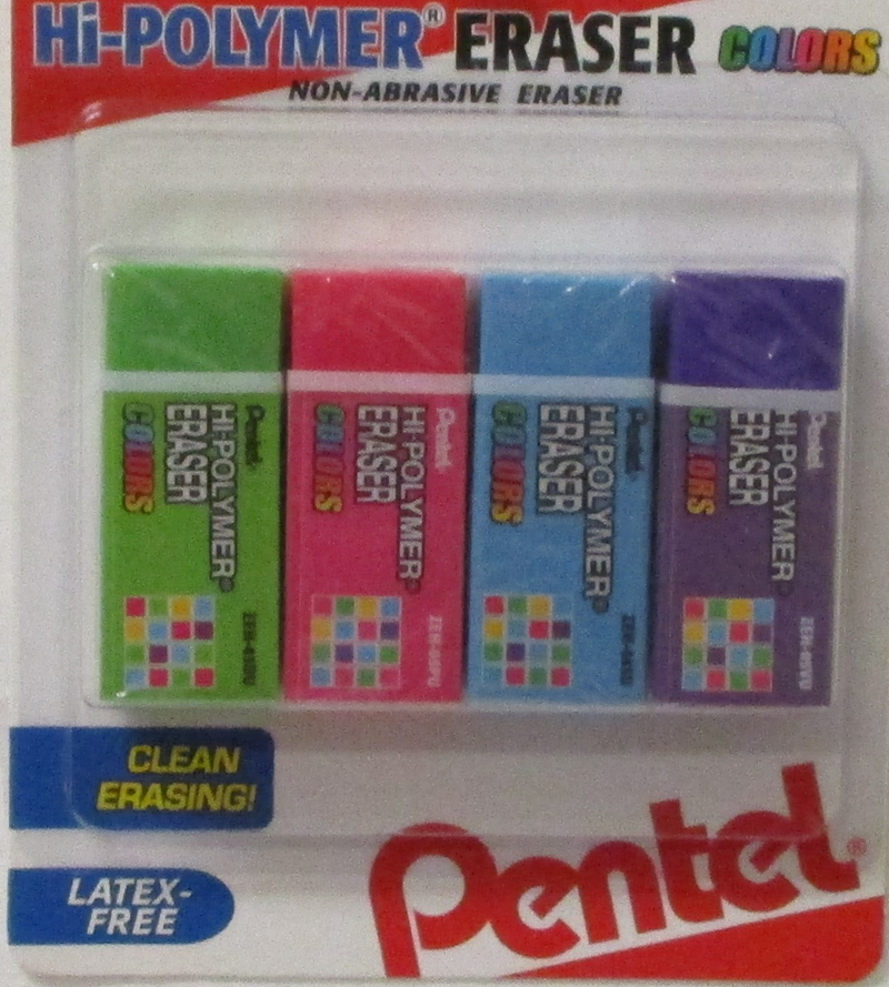 HiPolymer Multi Color Erasers 4Pk 25748 CTC Bookstore
