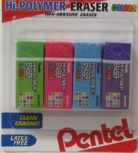 Hi-Polymer Multi Color Erasers 4Pk 25748