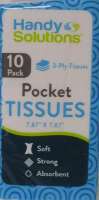 10 CT HANDY SOLUTIONS POCKET TISSUES