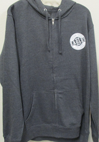 Full Zip Hood White Circle Imprint Charcoal