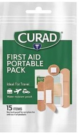 FIRST AID CURAD PORTABLE PACK 15 ITEMS 016393
