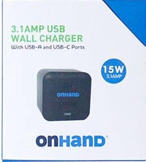WALL ADAPTER ONHAND DUAL PORT USB-A BLACK