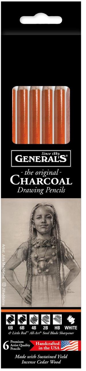 PENCILS DRAWING CHARCOAL SET PK6 6154