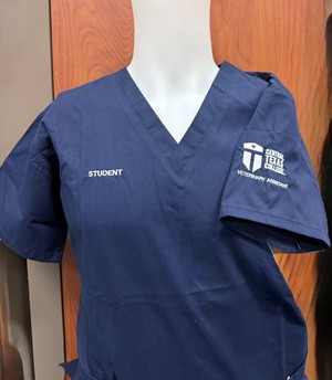 VETERINARY ASST. SCRUB TOP NAVY